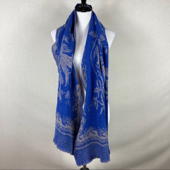 J. Crew Boiled 100% Wool Scarf Wrap Blue Gray OS - Picture 4 of 10